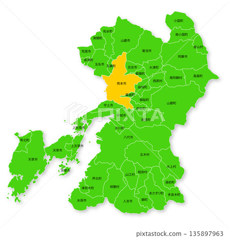 熊本縣及熊本市地圖 135897963