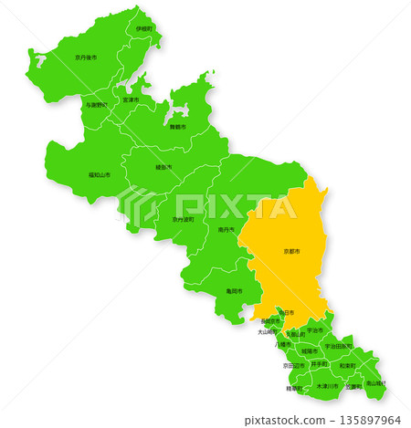 Map of Kyoto Prefecture and Kyoto City Map of Kyoto Prefecture and Kyoto City 135897964
