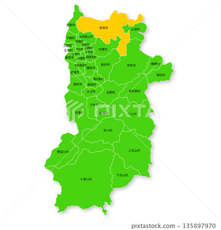 Map of Nara Prefecture and Nara City 135897970