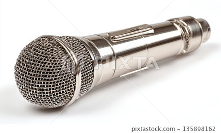 Metal microphone dynamic microphone silver microphone handheld microphone stage equipment audio gear music tool performance microphone sound 135898162