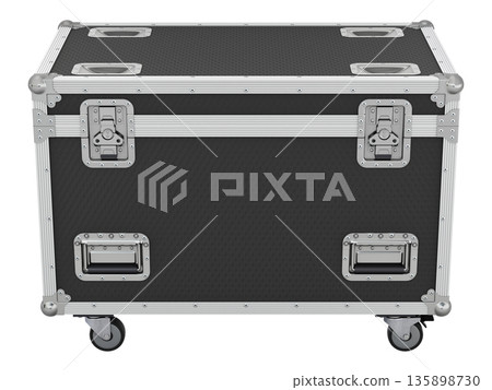 Front view of flight case isolated on white background - 3D illustration 135898730