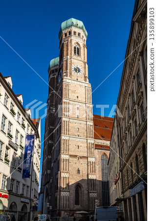 Munich, Germany - Nov 06, 2025: Famous Munich Cathedral, also called Cathedral of Our Dear Lady in Munich, Germany Munich, Germany - Nov 06, 2025: Famous Munich Cathedral, also called Cathedral of Our Dear Lady in Munich, Germany 135899103