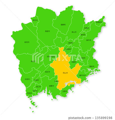 Map of Okayama Prefecture and Okayama City 135899198