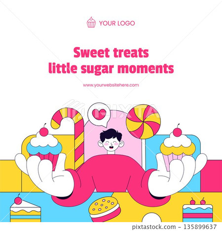 Sweet Shop Flat Cartoon Hand Drawn Style Background Illustration Design Sweet Shop Flat Cartoon Hand Drawn Style Background Illustration Design 135899637