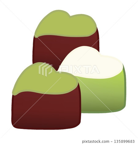 一塊心形巧克力的插圖 一塊心形巧克力的插圖 135899683
