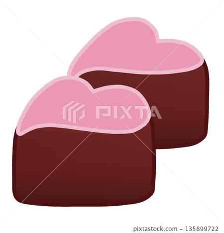 Illustration of a block of heart-shaped chocolate 135899722