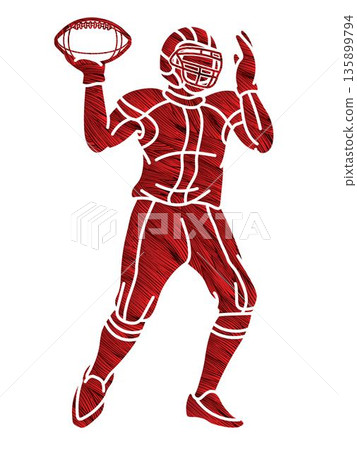 American Football Player Action Cartoon Sport Graphic Vector American Football Player Action Cartoon Sport Graphic Vector 135899794