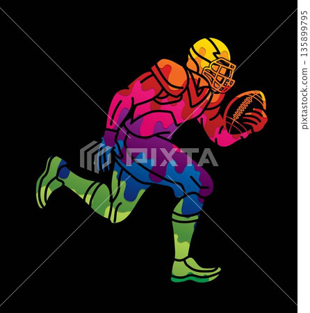 American Football Player Running Action Cartoon Sport Graphic Vector American Football Player Running Action Cartoon Sport Graphic Vector 135899795