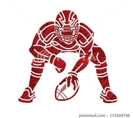 American Football Player Ready to Start Action Cartoon Sport Graphic Vector American Football Player Ready to Start Action Cartoon Sport Graphic Vector 135899796