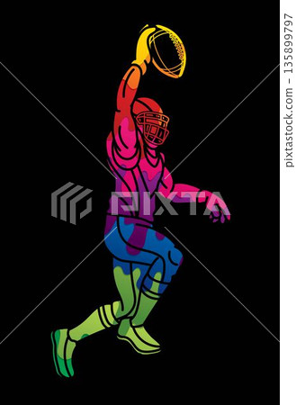 American Football Player Jumping Action Cartoon Sport Graphic Vector American Football Player Jumping Action Cartoon Sport Graphic Vector 135899797