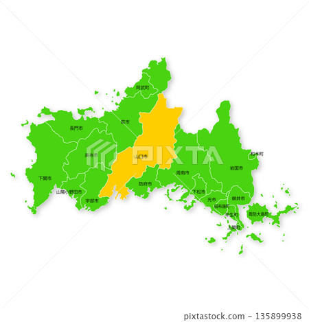 Map of Yamaguchi Prefecture and Yamaguchi City 135899938