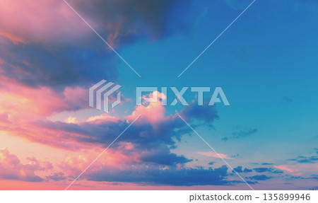 Colorful cloudy sky at sunset. Sky nature background Colorful cloudy sky at sunset. Sky nature background 135899946