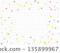 四色紙屑和網格線背景的插圖（粉紅色、淺粉紅色、黃綠色、黃色） 135899967