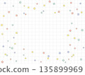 四色紙屑和網格線背景的插圖（柔和的紅色、藍色、綠色和黃色）[帶線條] 135899969