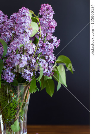 a bouquet of beautiful white and purple lilacs in a vase a bouquet of beautiful white and purple lilacs in a vase 135900184