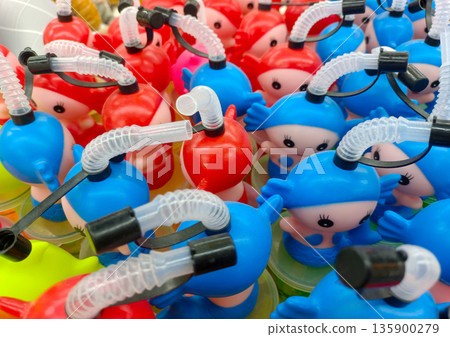 Cute Mermaid Character Liquid Containers with Flexible Straw for Kids Cute Mermaid Character Liquid Containers with Flexible Straw for Kids 135900279