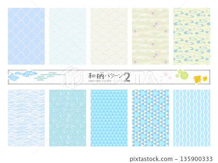Seamless Japanese pattern [pale tones] 135900333