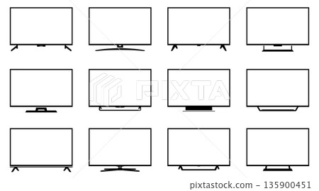 Modern smart TV icons set. Television and monitor screen display icons Modern smart TV icons set. Television and monitor screen display icons 135900451