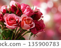Bouquet of Pink Roses Romantic Floral Background 135900783