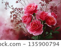 Pink roses bouquet with soft dreamy background 135900794