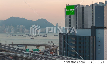Jan 10 2026 Night Lights Illuminate Stonecutters Bridge Spanning Victoria Harbour Jan 10 2026 Night Lights Illuminate Stonecutters Bridge Spanning Victoria Harbour 135901121