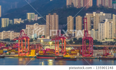 Jan 10 2026 Night Lights Illuminate Tsing Yi Container Port And Harbor Jan 10 2026 Night Lights Illuminate Tsing Yi Container Port And Harbor 135901148