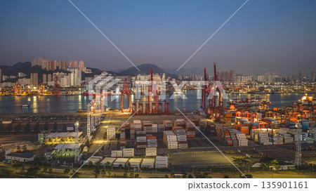 Jan 10 2026 Night Lights Illuminate Tsing Yi Container Port And Harbor Jan 10 2026 Night Lights Illuminate Tsing Yi Container Port And Harbor 135901161