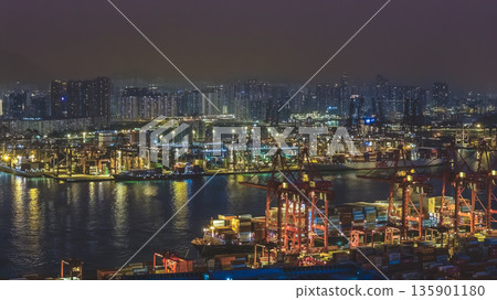 Jan 10 2026 Night Lights Illuminate Tsing Yi Container Port And Harbor Jan 10 2026 Night Lights Illuminate Tsing Yi Container Port And Harbor 135901180