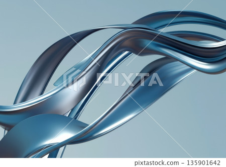 Abstract metallic waves creating a dynamic and fluid composition 135901642