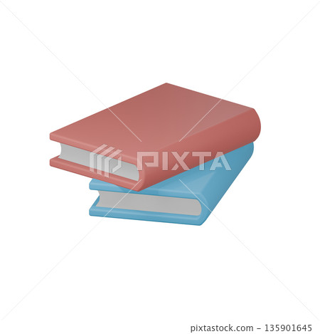 重疊書籍的立體插圖 135901645