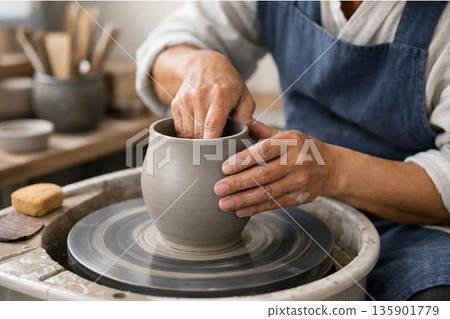Pottery artisans, traditional crafts, Japanese culture, craftsmanship Pottery artisans, traditional crafts, Japanese culture, craftsmanship 135901779