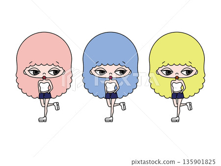 流行女孩插畫 135901825