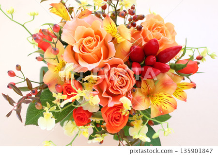 Orange rose bouquet Autumn image 135901847