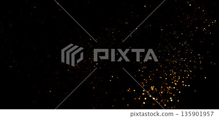 Golden abstract bokeh on black background. Golden abstract bokeh on black background. 135901957