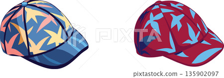 Colorful patterned baseball caps vector illustration 135902097