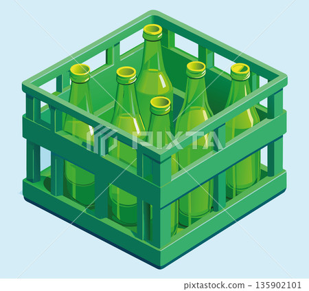 Plastic box for carrying green glass bottles 135902101