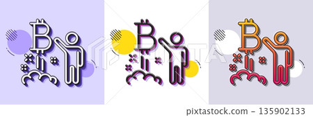 Bitcoin line icon. Halftone dotted pattern. Gradient icon with grain shadow. Cryptocurrency startup sign. Crypto project symbol. Line bitcoin project icon. Various designs. Vector Bitcoin line icon. Halftone dotted pattern. Gradient icon with grain shadow. Cryptocurrency startup sign. Crypto project symbol. Line bitcoin project icon. Various designs. Vector 135902133