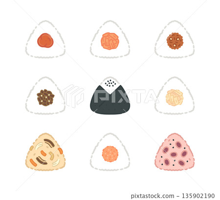 Various rice ball ingredients Various rice ball ingredients 135902190