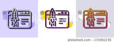 Start business line icon. Halftone dotted pattern. Gradient icon with grain shadow. Launch crowdfunding project sign. Innovation symbol. Line start business icon. Various designs. Vector Start business line icon. Halftone dotted pattern. Gradient icon with grain shadow. Launch crowdfunding project sign. Innovation symbol. Line start business icon. Various designs. Vector 135902236