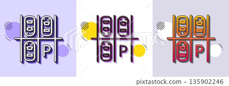 Parking place line icon. Halftone dotted pattern. Gradient icon with grain shadow. Car park sign. Transport symbol. Line parking place icon. Various designs. Vector Parking place line icon. Halftone dotted pattern. Gradient icon with grain shadow. Car park sign. Transport symbol. Line parking place icon. Various designs. Vector 135902246