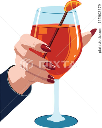 bar service, glass with non-alcoholic aperitif- bar service, glass with non-alcoholic aperitif- 135902379