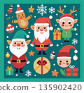 Christmas character collection celebrating with gifts and ornaments 135902420