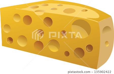 Emmental cheese with holes 135902422