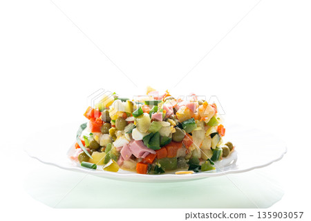 Festive Olivier salad for holiday family celebration 135903057