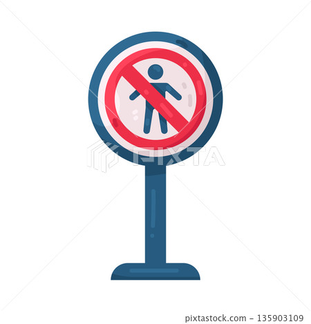 Illustration of No Pedestrian Crossing Sign Illustration of No Pedestrian Crossing Sign 135903109