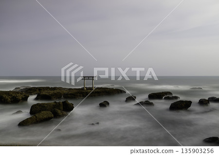 Oarai Isosaki Shrine Torii Gate Long Exposure 135903256