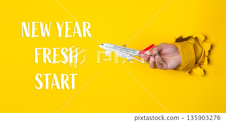 Concept of new beginnings and the excitement of starting fresh in the new year 135903276