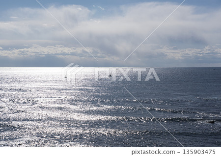 A boat floating in the sea 135903475
