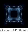 Abstract light lines forming a stable geometric framework, dark background, modern technology and structure concept 135903543