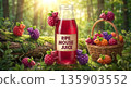 Whimsical Berry Mice Making Grape Juice in Enchanted Forest 135903552